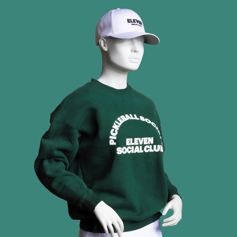 The Dark Green Heavyweight Cotton Pickleball Society Crewneck